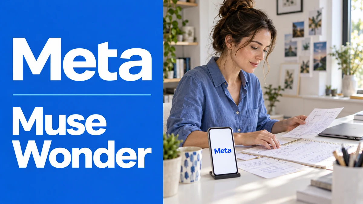Meta Muse Wonder headline with a person working on project notes