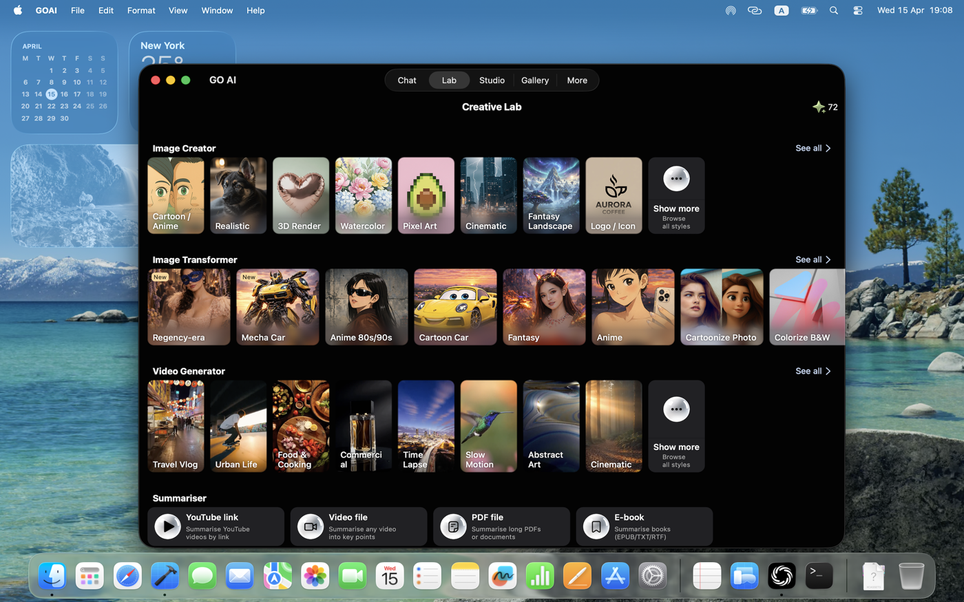 Mac — Lab expanded view with all three sections side by side.