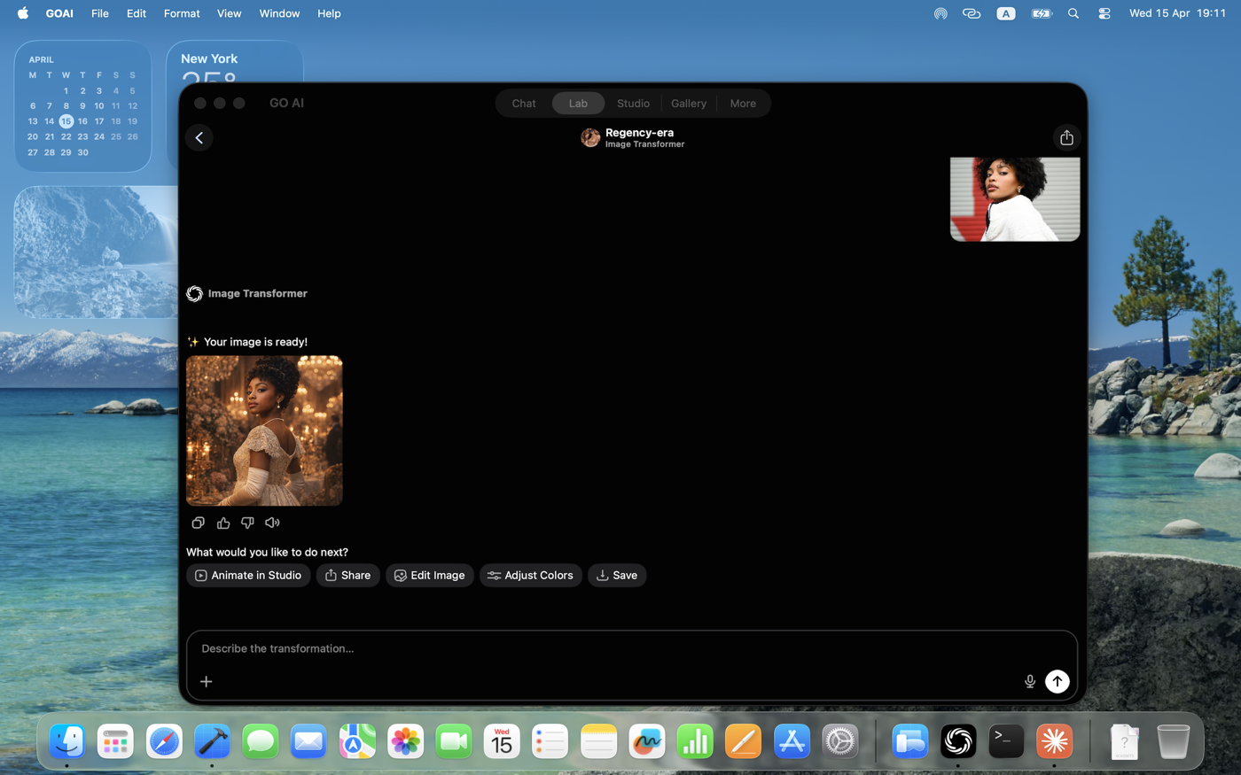 Mac — image transformation with source and edited result side by side.