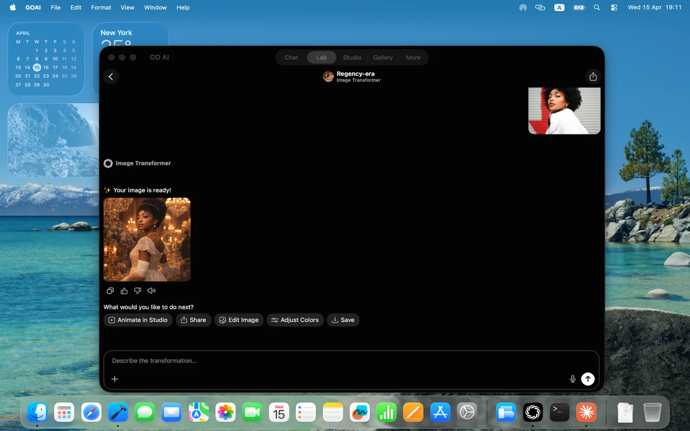 Mac — image transformation with source and edited result side by side.